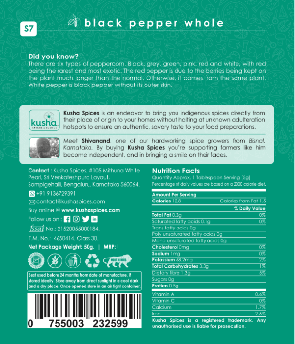 Kusha Black Pepper - Whole - Image 4