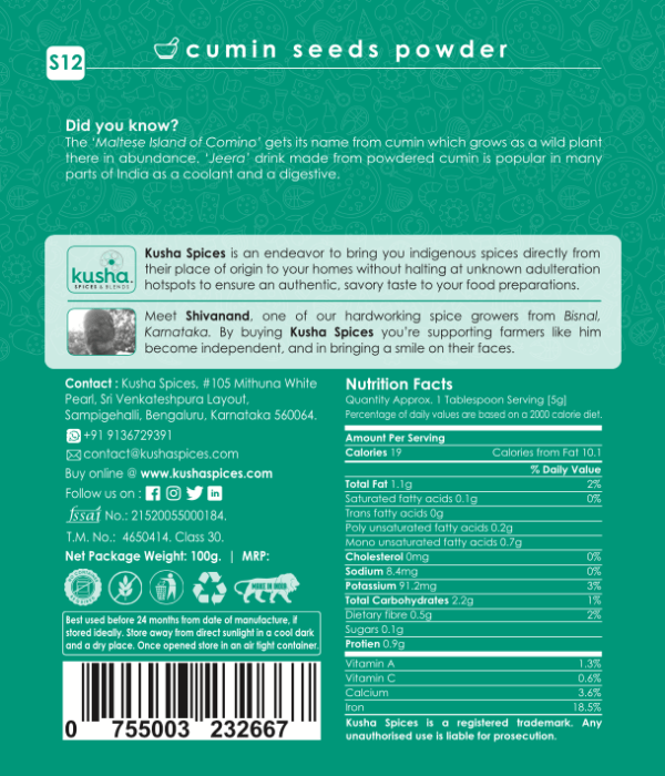 Kusha Roasted Cumin Seeds Powder - Image 4