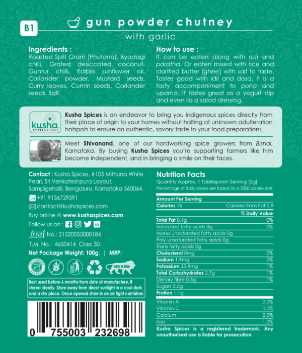 Kusha Gun Powder - Without Garlic - Image 2