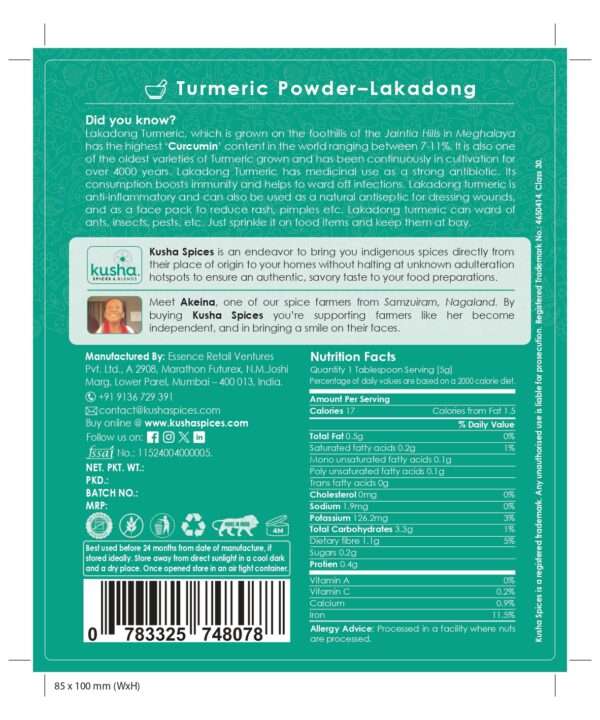 Kusha Turmeric Powder - Lakadong [Medical Haldi] - Image 4
